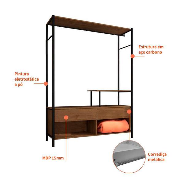 Imagem de Guarda-Roupa Modulado Casal - Artefamol - 2 Gavetas - Preto Demolição  - Walmir Móveis - Artefamol