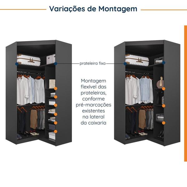 Imagem de Guarda Roupa Modulado Casal de Canto 11 Portas 5 Peças Hera Cabecasa Madeiramadeira