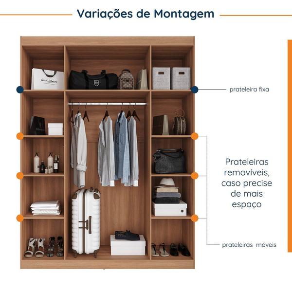 Imagem de Guarda Roupa Modulado Casal de Canto 11 Portas 5 Peças Hera Cabecasa Madeiramadeira