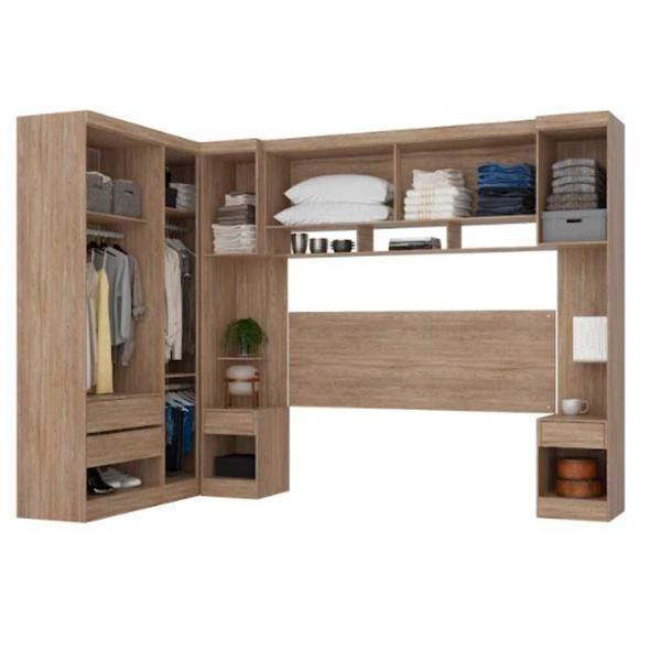 Imagem de Guarda Roupa Modulado Casal Módena Composição 16 Nogal Touch 77016 Demóbile