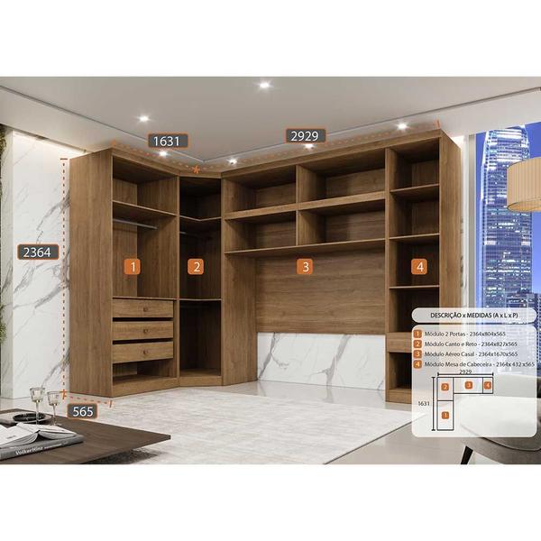 Imagem de Guarda Roupa Modulado Casal Safira 008 em MDF Com 8 Portas e 4 Gavetas - Clic Móveis