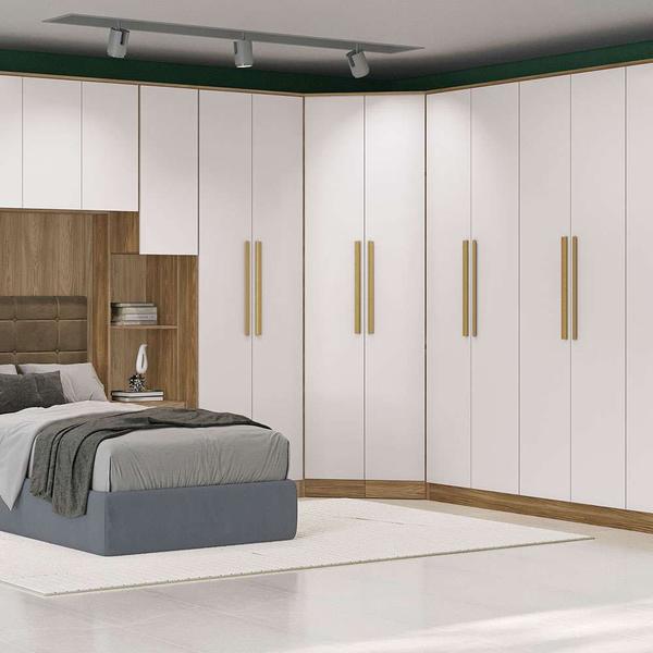 Imagem de Guarda-Roupa Modulado Cavi 2 PT 2 GV Nogueira e Branco 105 cm