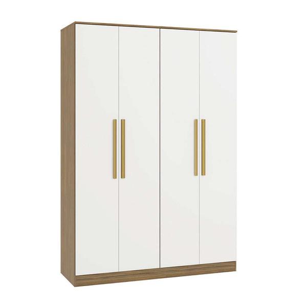 Imagem de Guarda-Roupa Modulado Cavi 4 PT 2 GV Nogueira e Branco 158 cm