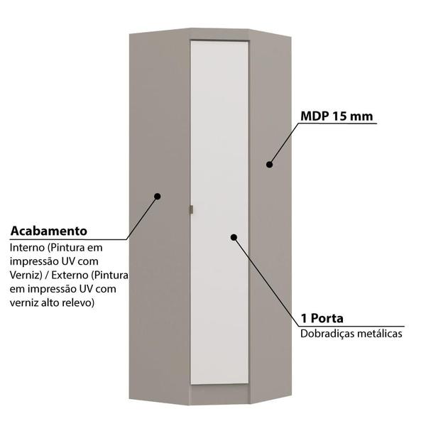 Imagem de Guarda Roupa Modulado Classic Canto c/1 Porta-Níquel/Blanc