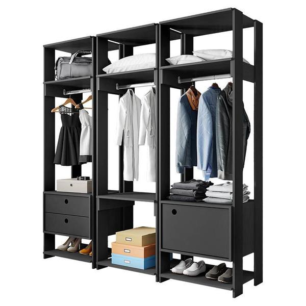 Imagem de Guarda Roupa Modulado Closet Completo Titan Preto Velluto - PR Móveis