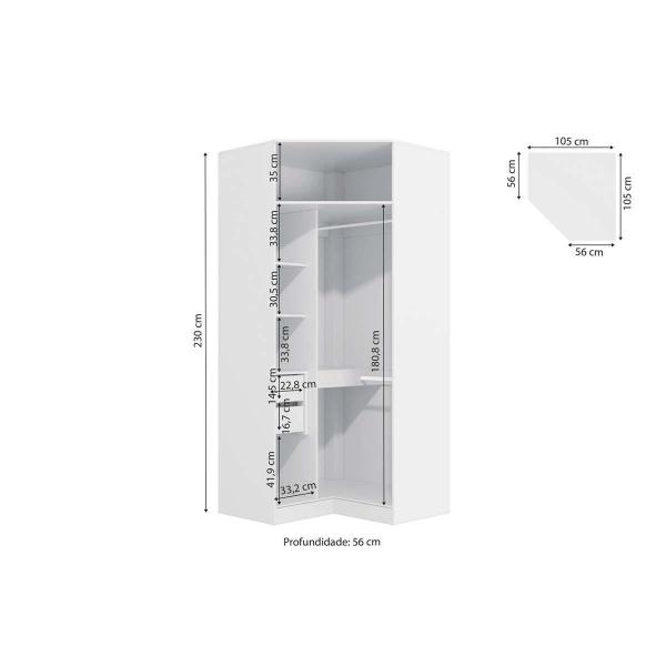 Imagem de Guarda Roupa Modulado Closet de Canto Oblíquo Adapt N531 c/ 2 Portas Nogueira - Kappesberg