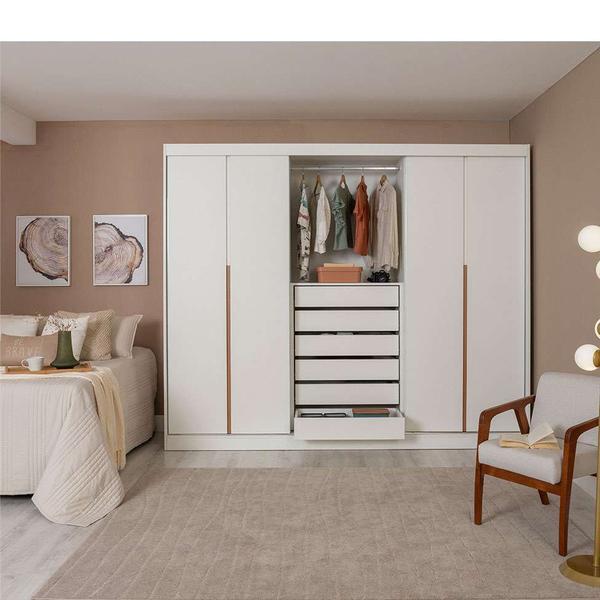 Imagem de Guarda-Roupa Modulado com Cabideiros Tuyo 3 PT Correr 12 GV Branco 274 cm