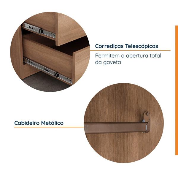 Imagem de Guarda-Roupa Modulado com Espelho 2 Portas com Cabideiro e 2 Gavetas Hera CabeCasa MadeiraMadeira