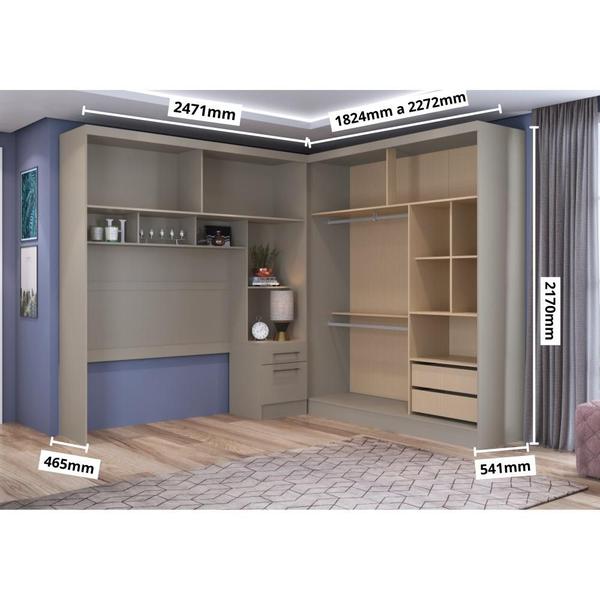 Imagem de Guarda-Roupa Modulado com Ponte Casal 4 Portas 3 Gavetas Classic