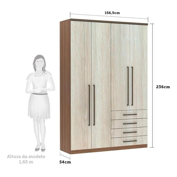 Imagem de Guarda Roupa Modulado Connect 156,5cm 4 Portas e 4 Gavetas Luciane Móveis