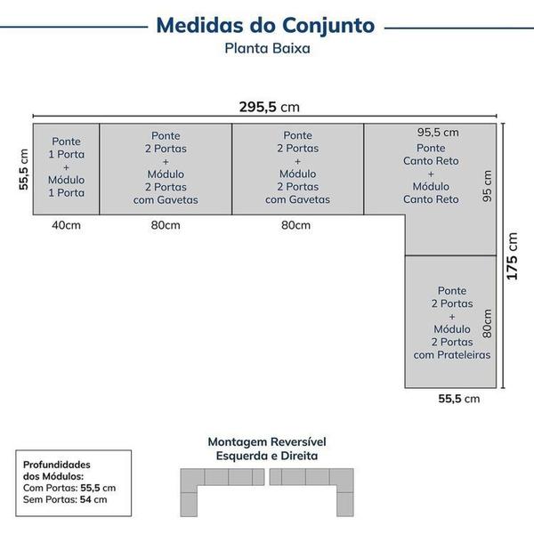 Imagem de Guarda-roupa Modulado de Canto 10 Peças 18 Portas Jade Cabecasa Madeiramadeira Branco Fosco