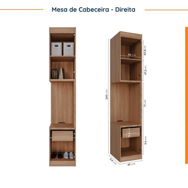 Imagem de Guarda Roupa Modulado de Canto 10 Portas 5 Peças e 2 Mesas de Cabeceira Hera CabeCasa MadeiraMadeira