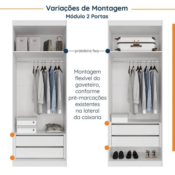 Imagem de Guarda Roupa Modulado de Canto 10 Portas 5 Peças e 2 Mesas de Cabeceira Hera CabeCasa MadeiraMadeira