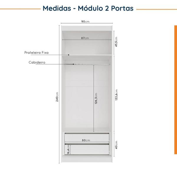 Imagem de Guarda Roupa Modulado de Canto 10 Portas 5 Peças e 2 Mesas de Cabeceira Hera CabeCasa MadeiraMadeira