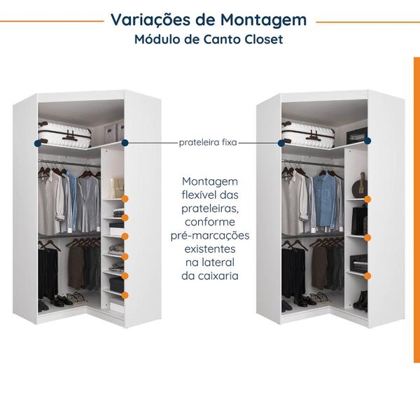 Imagem de Guarda Roupa Modulado de Canto 10 Portas 5 Peças e 2 Mesas de Cabeceira Hera CabeCasa MadeiraMadeira