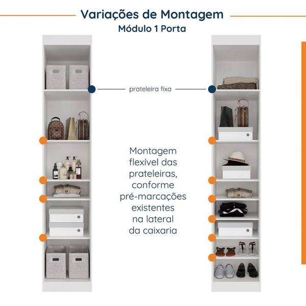 Imagem de Guarda Roupa Modulado de Canto 10 Portas 5 Peças e 2 Mesas de Cabeceira Hera CabeCasa MadeiraMadeira