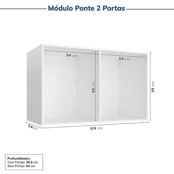 Imagem de Guarda-roupa Modulado de Canto 10 Portas 6 Peças Hera Cabecasa Madeiramadeira Branco Geada/Preto