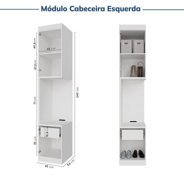 Imagem de Guarda-roupa Modulado de Canto 10 Portas 6 Peças Hera Cabecasa Madeiramadeira Branco Geada/Preto