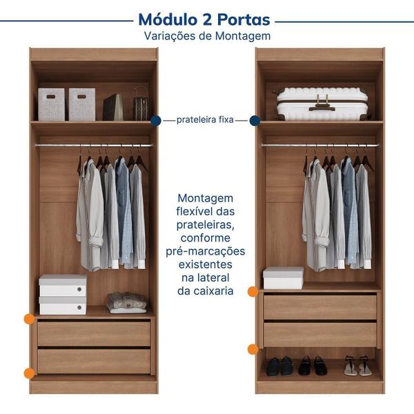 Imagem de Guarda-roupa Modulado de Canto 10 Portas 6 Peças Hera Cabecasa Madeiramadeira Louro/Branco Geada/Cinza