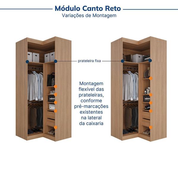 Imagem de Guarda-roupa Modulado de Canto 10 Portas 6 Peças Hera Cabecasa Madeiramadeira Louro/Branco Geada/Preto