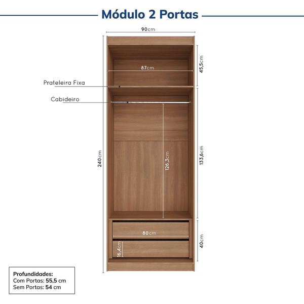 Imagem de Guarda-roupa Modulado de Canto 10 Portas 6 Peças Hera Cabecasa Madeiramadeira Louro/Cinza