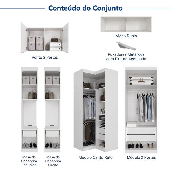 Imagem de Guarda-roupa Modulado de Canto 10 Portas 6 Peças Hera Cabecasa Madeiramadeira