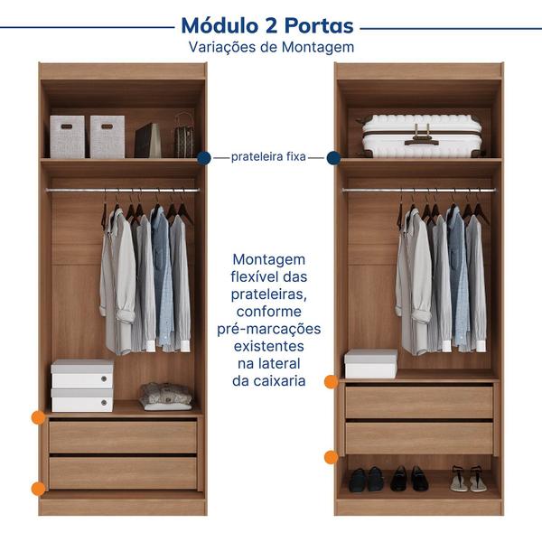 Imagem de Guarda-roupa Modulado de Canto 11 Portas 7 Peças Hera Cabecasa Madeiramadeira