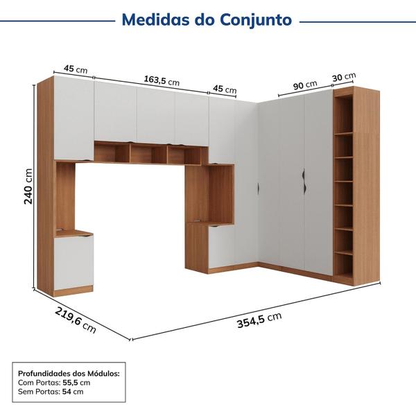 Imagem de Guarda-roupa Modulado de Canto 11 Portas 7 Peças Hera Cabecasa Madeiramadeira