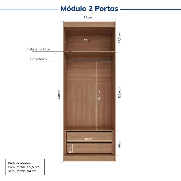 Imagem de Guarda-roupa Modulado de Canto 11 Portas 7 Peças Hera Cabecasa Madeiramadeira