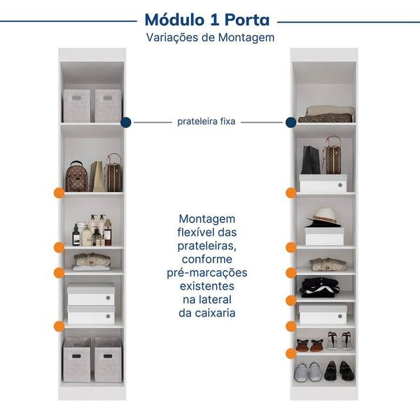 Imagem de Guarda-roupa Modulado de Canto 11 Portas 8 Peças Hera Cabecasa Madeiramadeira Branco Geada/Cinza