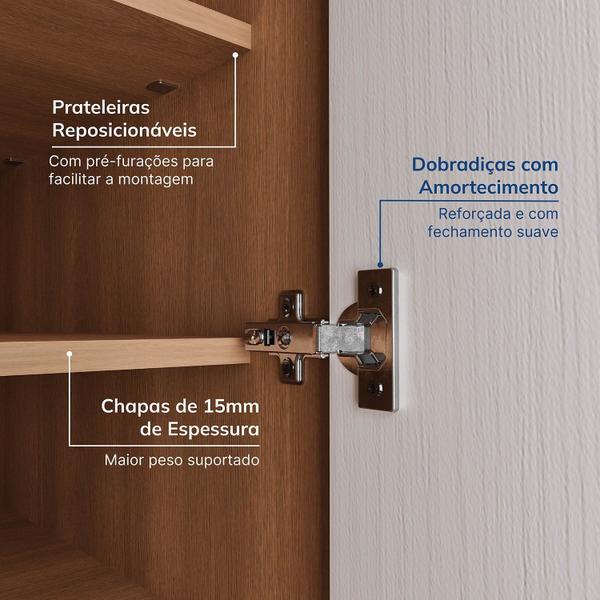 Imagem de Guarda-roupa Modulado de Canto 11 Portas 8 Peças Hera Cabecasa Madeiramadeira Louro/Branco Geada/Cinza