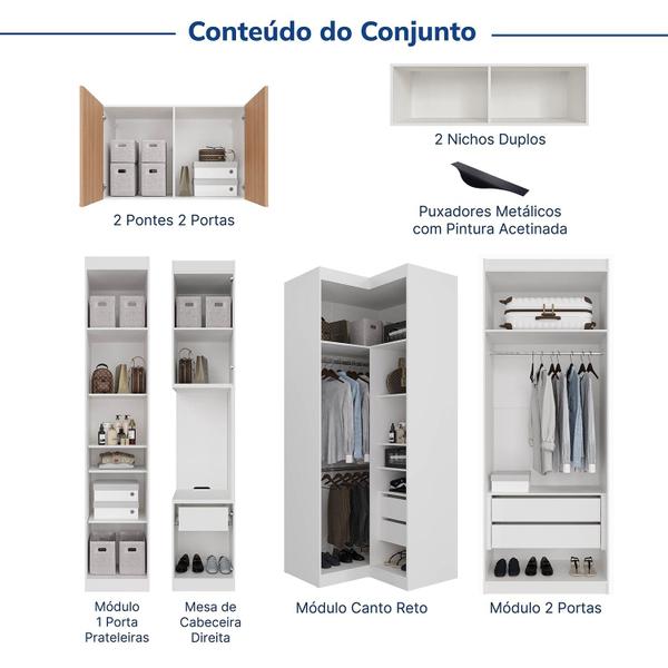 Imagem de Guarda-roupa Modulado de Canto 11 Portas 8 Peças Hera Cabecasa Madeiramadeira