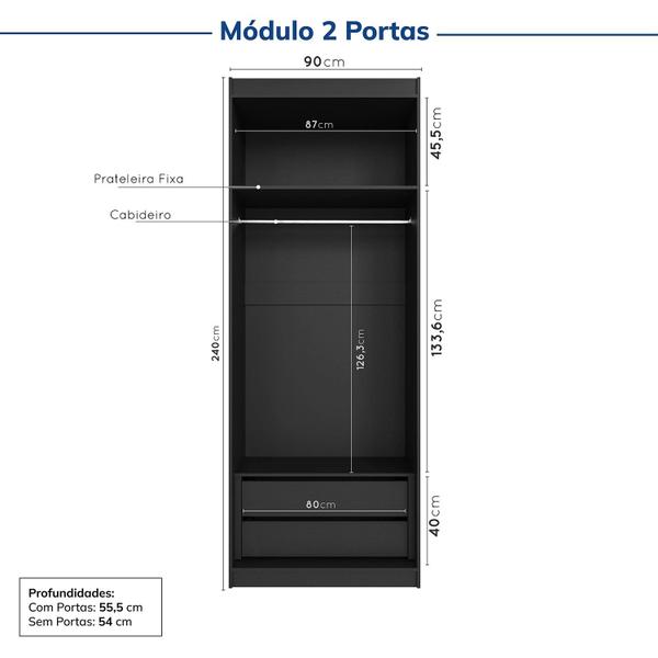 Imagem de Guarda-roupa Modulado de Canto 11 Portas 8 Peças Hera Cabecasa Madeiramadeira