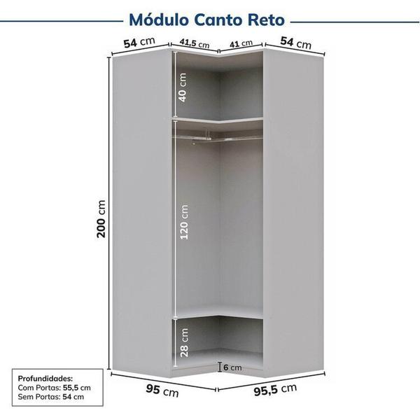 Imagem de Guarda-roupa Modulado de Canto 12 Peças 17 Portas 2 Mesas de Cabeceira Jade Cabecasa Madeiramadeira