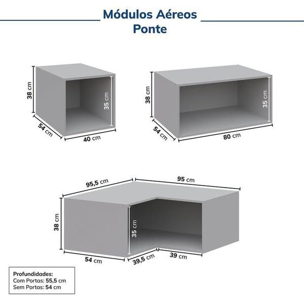 Imagem de Guarda-roupa Modulado de Canto 12 Peças 17 Portas 2 Mesas de Cabeceira Jade Cabecasa Madeiramadeira