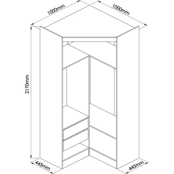 Imagem de Guarda Roupa Modulado de Canto 2 Portas 2 Gavetas Closet Infinity