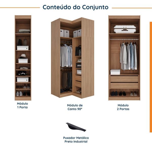 Imagem de Guarda Roupa Modulado de Canto 5 Portas 3 Peças Hera CabeCasa MadeiraMadeira