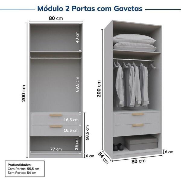 Imagem de Guarda-Roupa Modulado de Canto 6 Peças 12 Portas Jade CabeCasa MadeiraMadeira