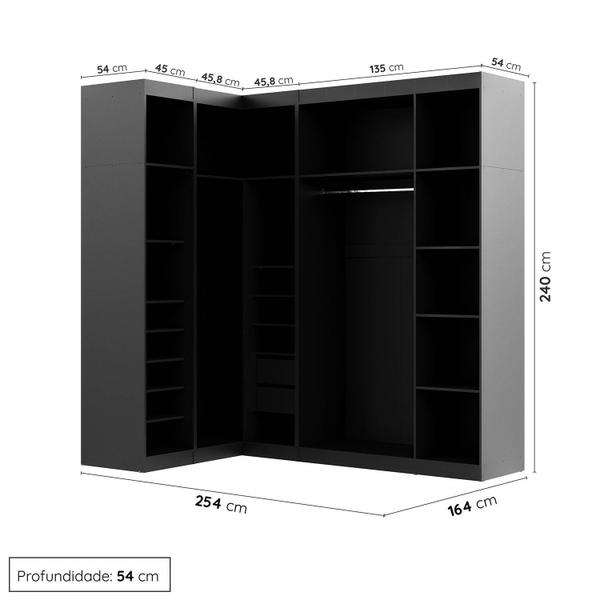 Imagem de Guarda Roupa Modulado de Canto 6 Portas 3 Peças Hera Cabecasa Madeiramadeira