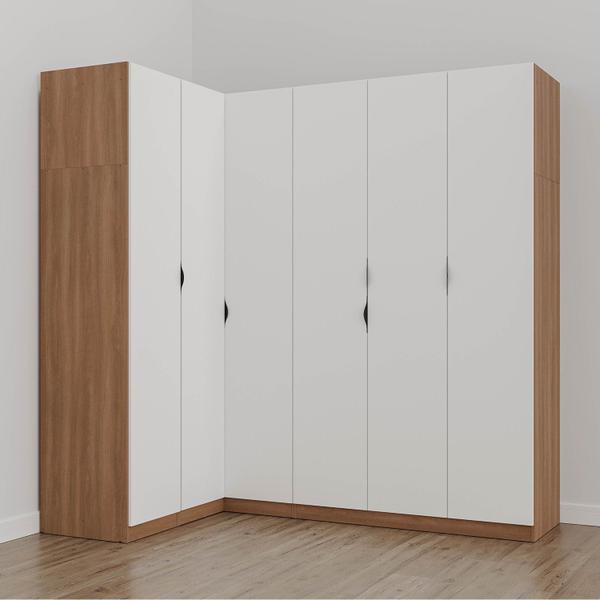 Imagem de Guarda Roupa Modulado de Canto 6 Portas 3 Peças Hera Cabecasa Madeiramadeira