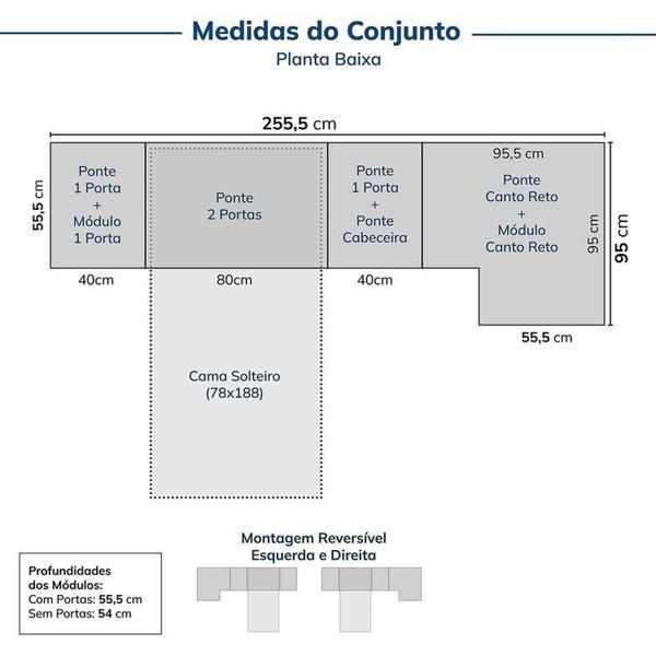 Imagem de Guarda-roupa Modulado de Canto 8 Peças 10 Portas Jade Cabecasa Madeiramadeira