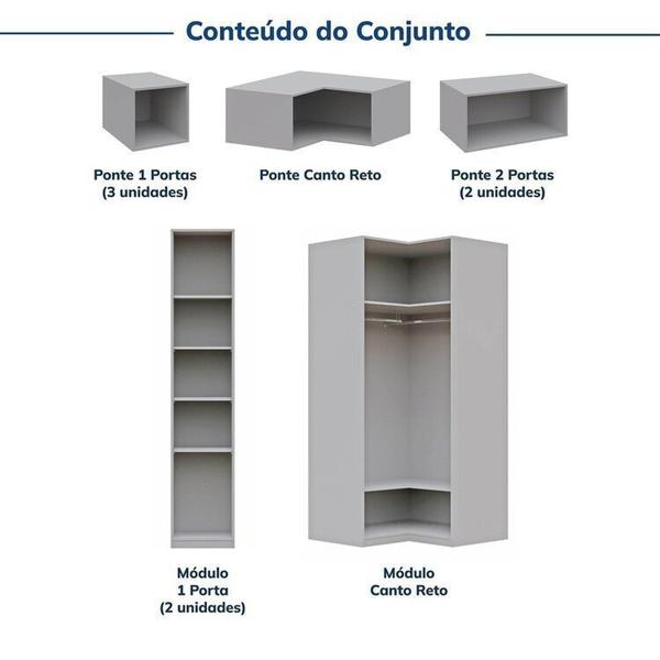 Imagem de Guarda-roupa Modulado de Canto 9 Peças 13 Portas Jade Cabecasa Madeiramadeira