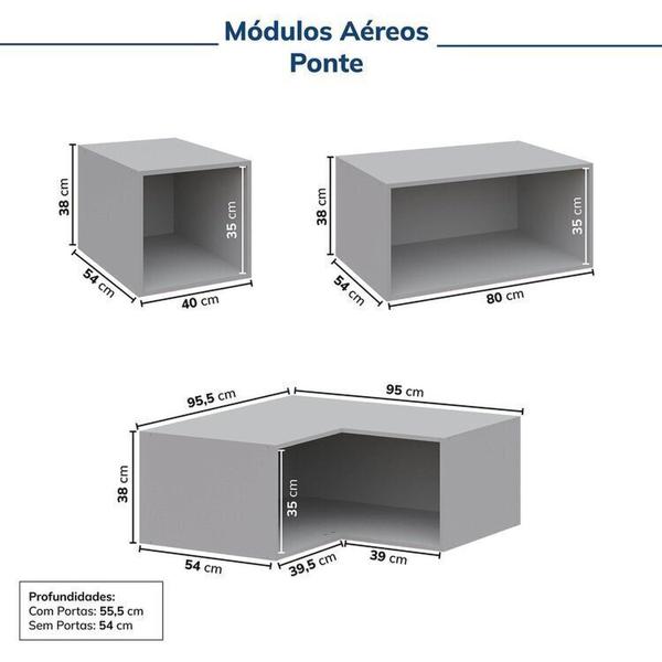 Imagem de Guarda-roupa Modulado de Canto 9 Peças 13 Portas Jade Cabecasa Madeiramadeira