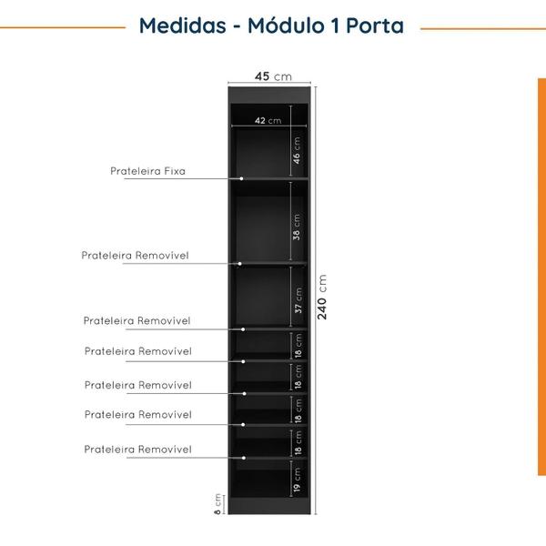 Imagem de Guarda Roupa Modulado de Canto 9 Portas 5 Peças com Escrivaninha Hera CabeCasa MadeiraMadeira