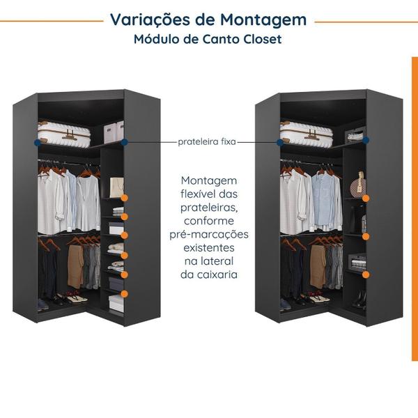 Imagem de Guarda Roupa Modulado de Canto 9 Portas 5 Peças com Escrivaninha Hera CabeCasa MadeiraMadeira