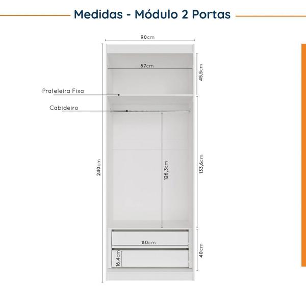 Imagem de Guarda Roupa Modulado de Casal 10 Portas 5 Peças e 1 Mesa de Cabeceira Hera CabeCasa MadeiraMadeira