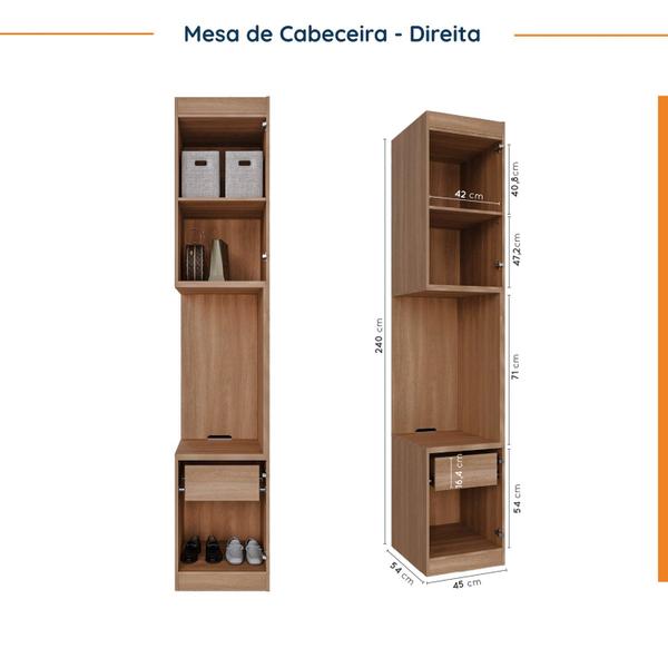 Imagem de Guarda Roupa Modulado de Casal 10 Portas 5 Peças e 1 Mesa de Cabeceira Hera CabeCasa MadeiraMadeira