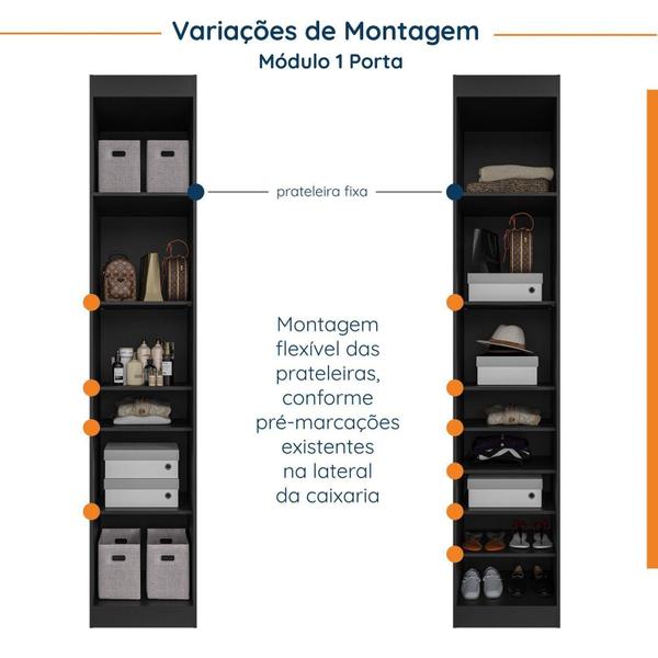 Imagem de Guarda Roupa Modulado de Casal 10 Portas 5 Peças e 1 Mesa de Cabeceira Hera CabeCasa MadeiraMadeira