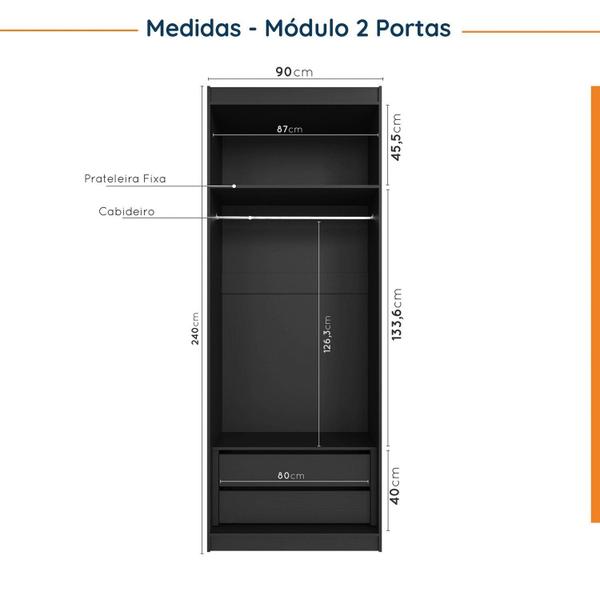 Imagem de Guarda Roupa Modulado de Casal 10 Portas 5 Peças e 1 Mesa de Cabeceira Hera CabeCasa MadeiraMadeira