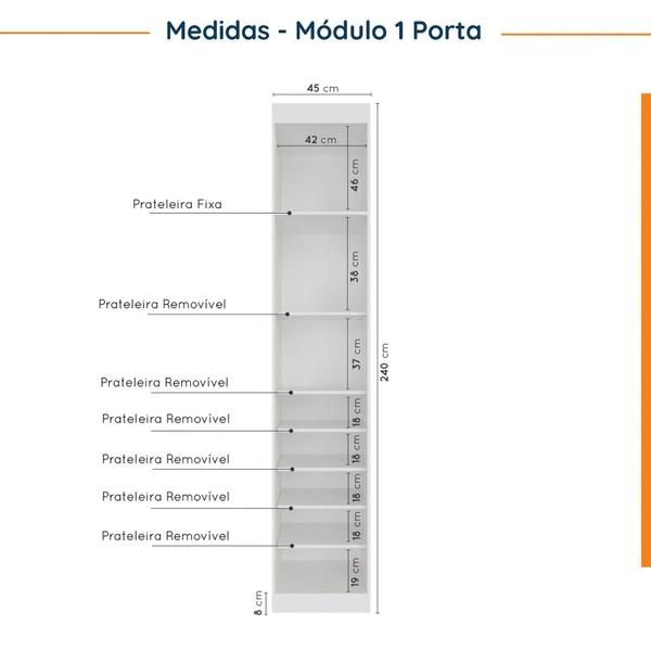 Imagem de Guarda Roupa Modulado de Casal 12 Portas 6 Peças 2 Mesas de Cabeceira Hera CabeCasa MadeiraMadeira